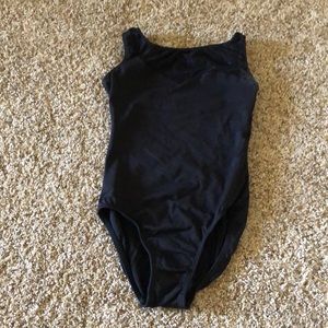 Black leotard with built in shelf bra.